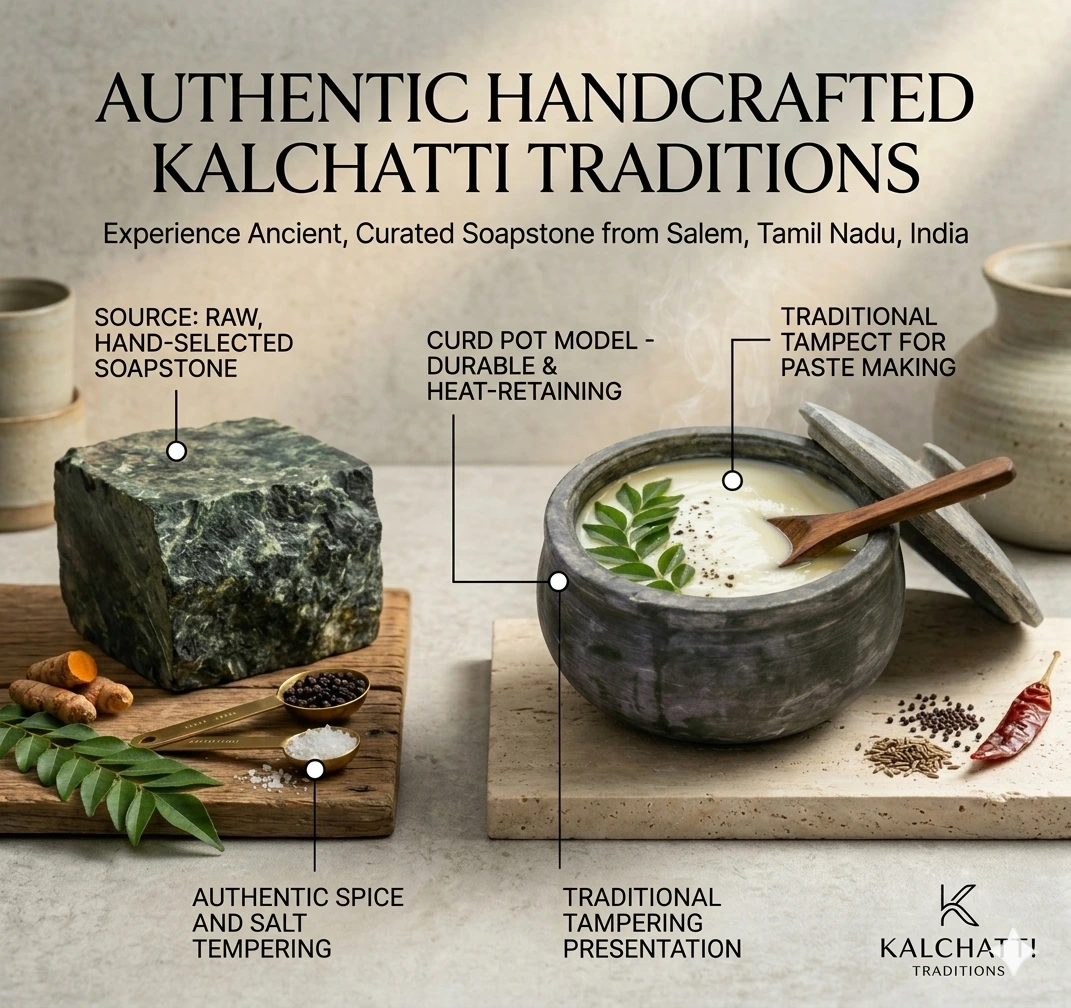 Handcrafted Soapstone Curd Pot / Salt Jar - Image 2