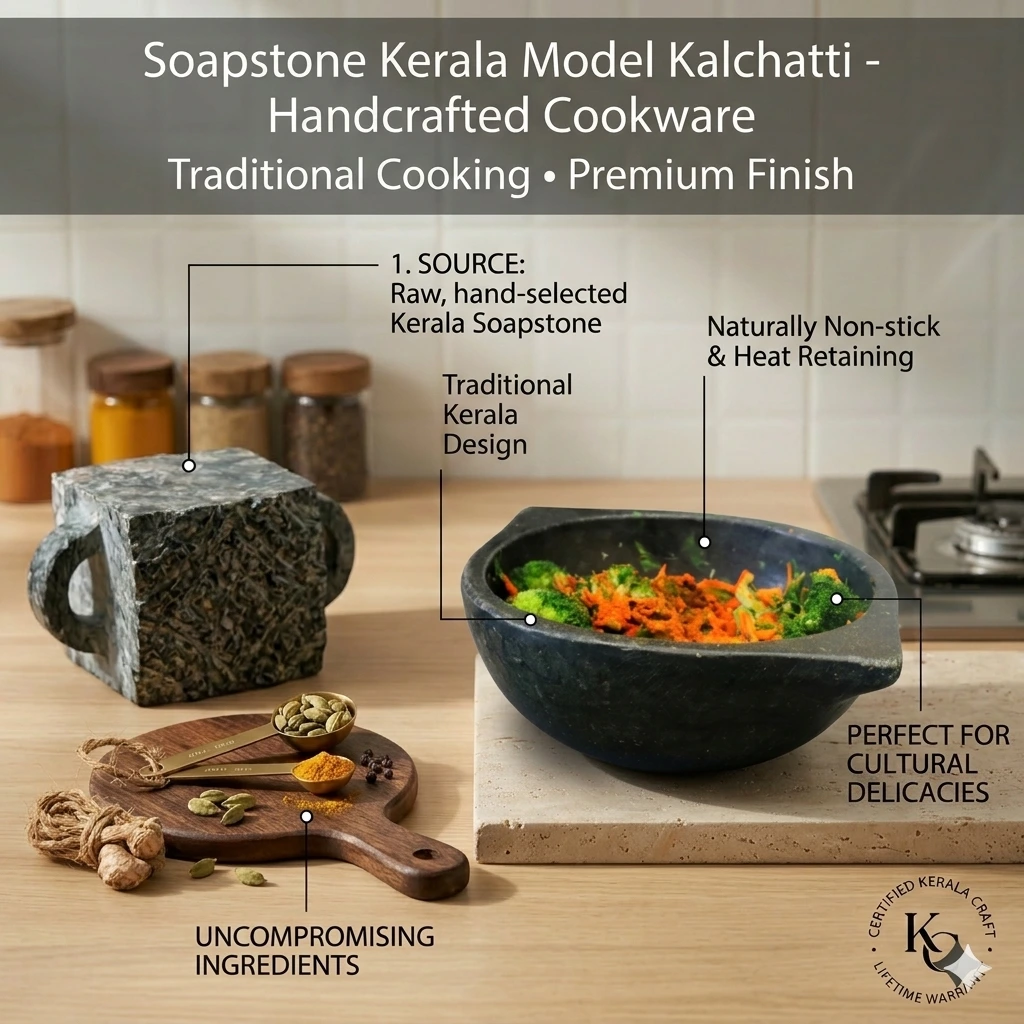 Handcrafted Soapstone Kadai Kalchatti - Image 2