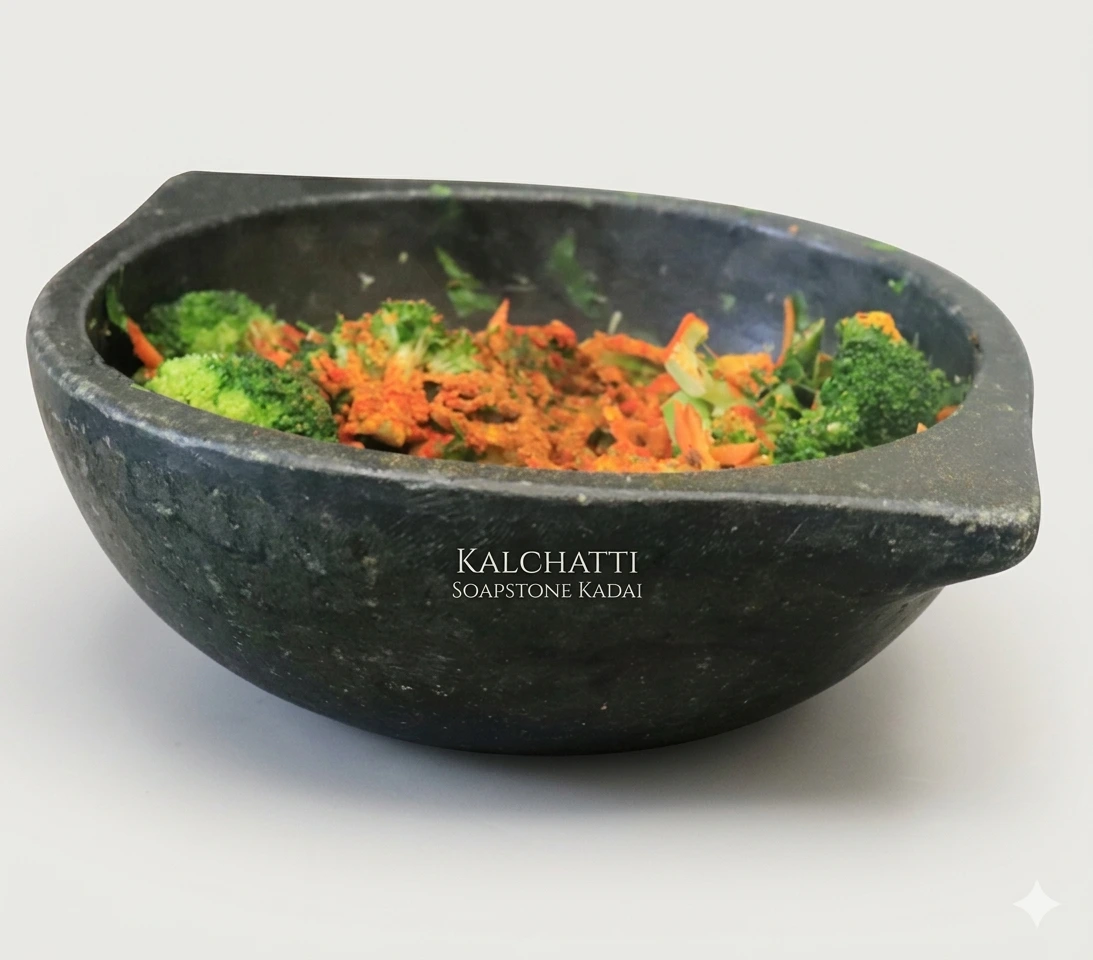 Handcrafted Soapstone Kadai Kalchatti - Image 4